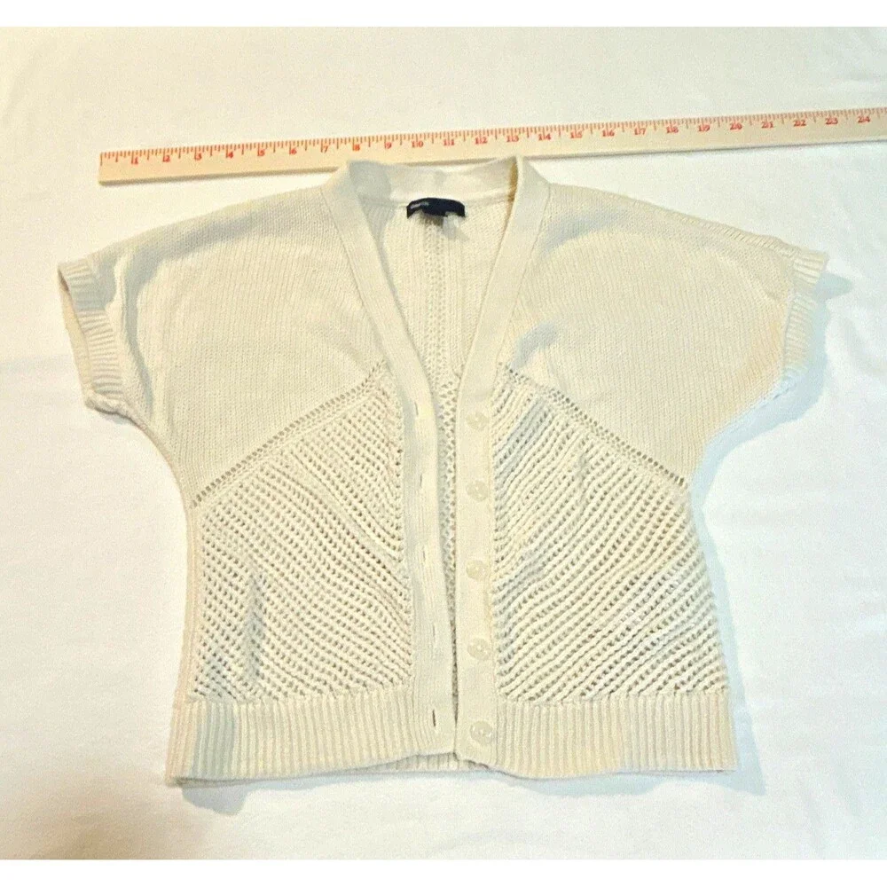 GapKids Girls Size 10-12 White Knit Cotton Button Front V-Neck Cardigan
